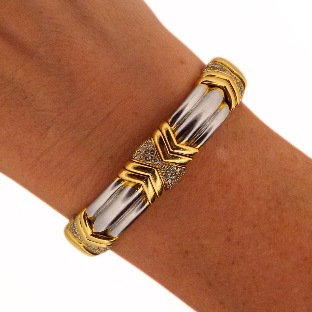 Bulgari 18K Gold Steel Bangle Bracelet