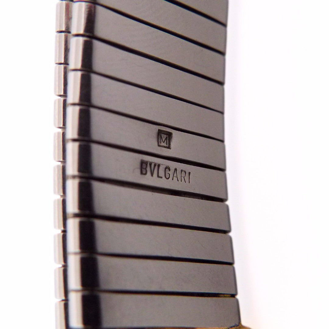 Bulgari 18K Steel Tubogas Grommet Adjustable Choker Necklace