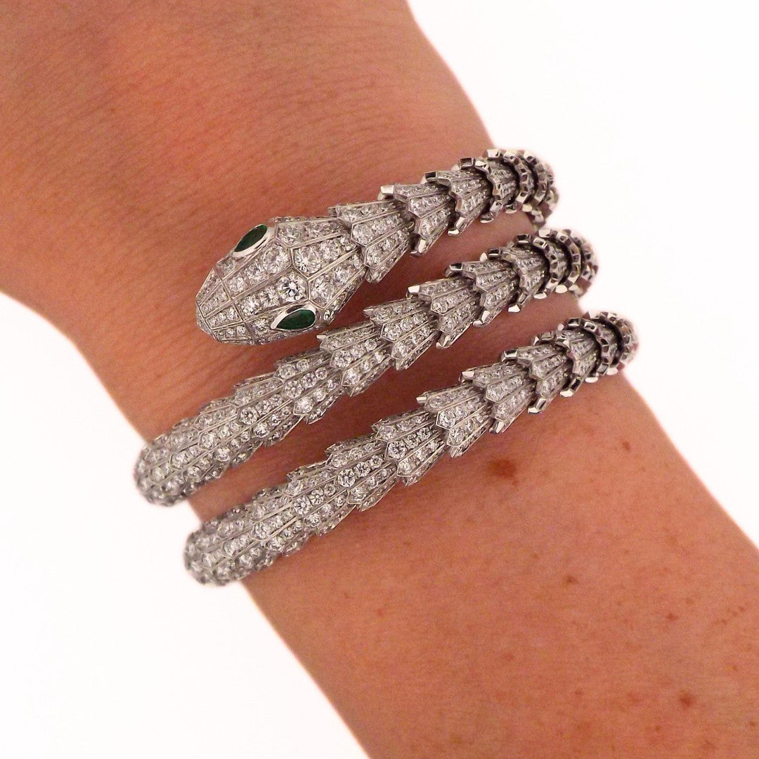 Bulgari 18K Diamond Emerald 'Serpenti' Bracelet