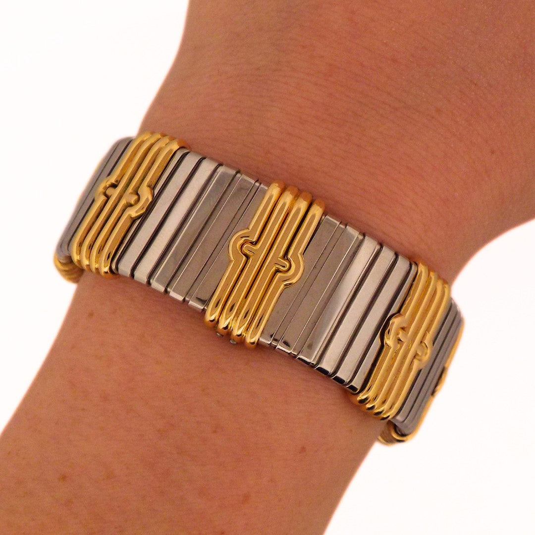 Bulgari 18K Steel Tubogas Parentesi Adjustable Bracelet