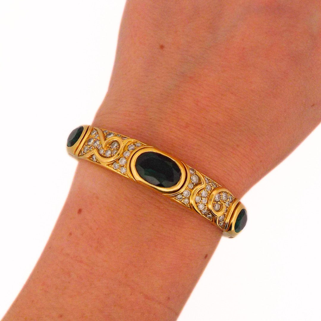 Marina B 18K Gold Green Tourmaline Diamond 'Onda' Bracelet