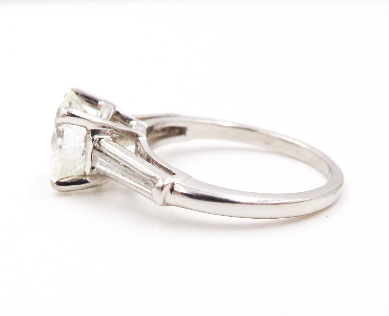 A Pair of Engagement and Wedding Platinum Diamond Rings