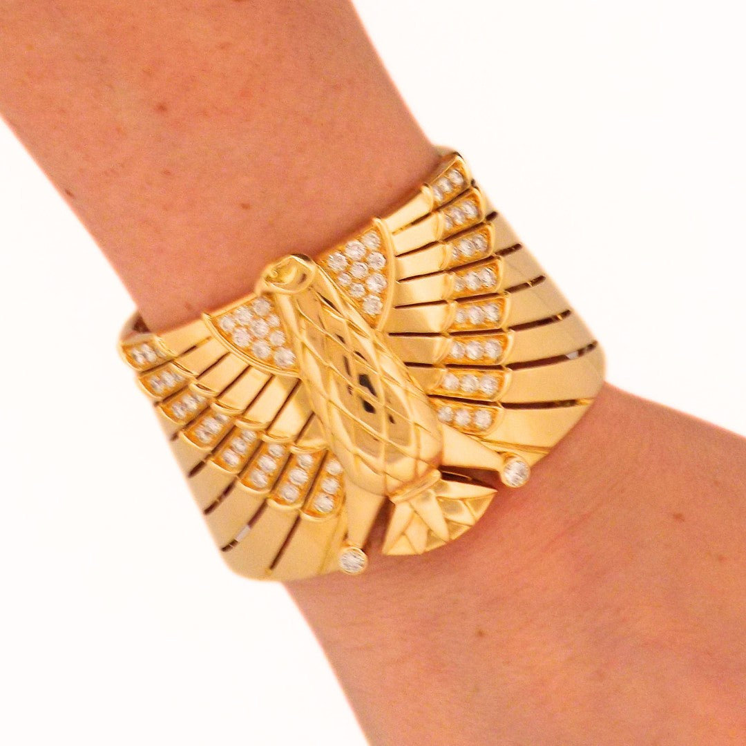 Cartier 18K 'Horus' Egyptian Revival Cuff Bracelet