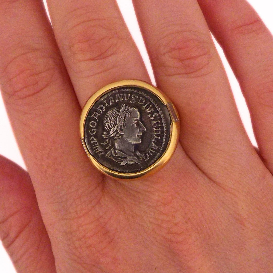 Bulgari 18K Diamond 'Monete' Coin Ring
