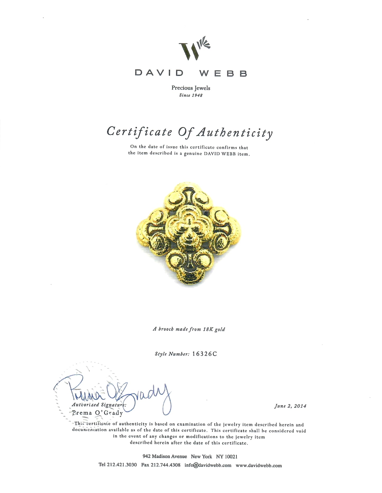 David Webb 18K Gold 'Ancient World' Pendant Brooch