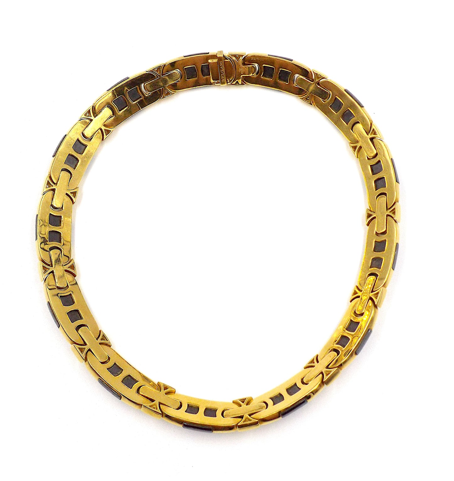 Bulgari 18K Yellow Gold Hematite Diamond Collar Necklace