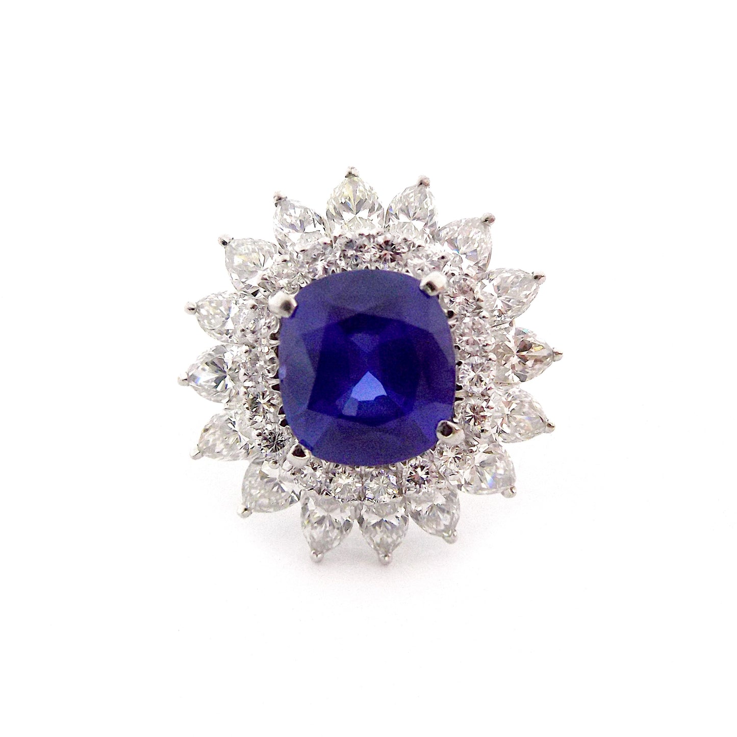 Burma No Heat Sapphire Diamond Platinum Ring