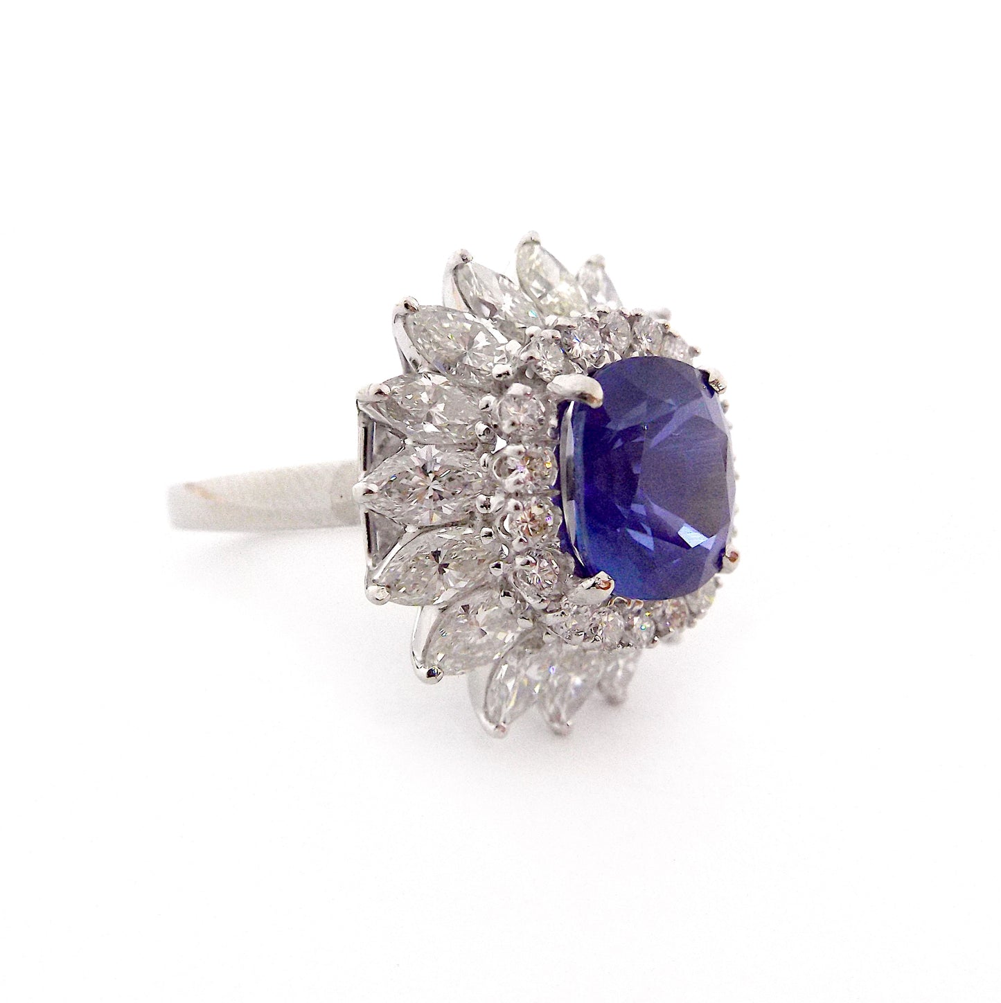 Burma No Heat Sapphire Diamond Platinum Ring