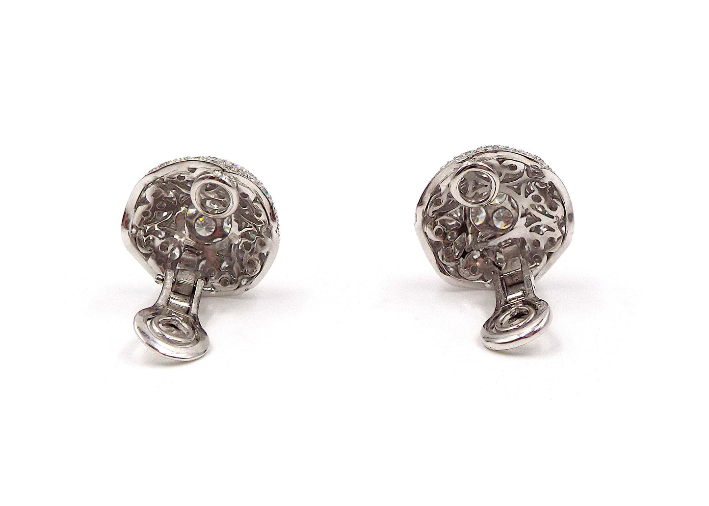 Graff 18K White Gold Diamond Dome Earrings