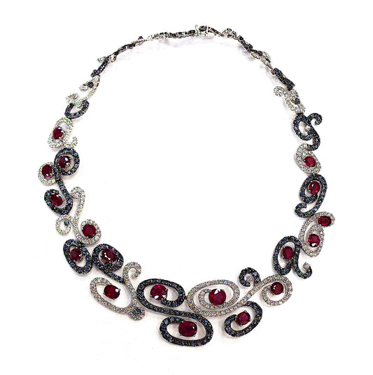 Burma Ruby Diamond Color-Change Garnet Necklace