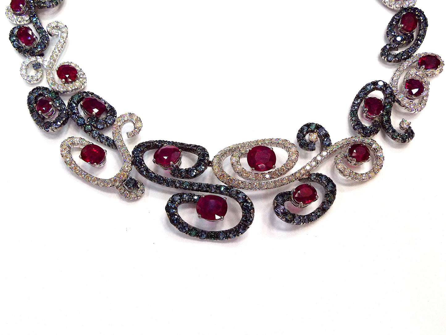 Burma Ruby Diamond Color-Change Garnet Necklace