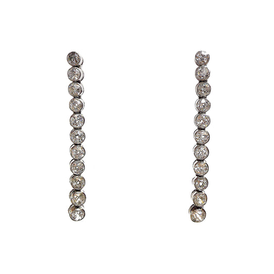 Gold Diamond One-Line Drop Earrings
