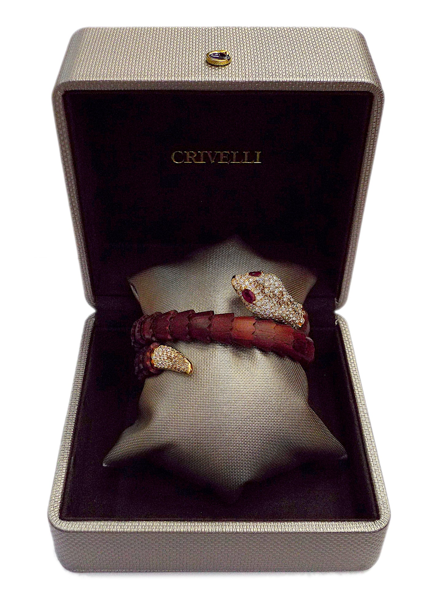 Crivelli Gold Wood Diamond Ruby Snake Bracelet