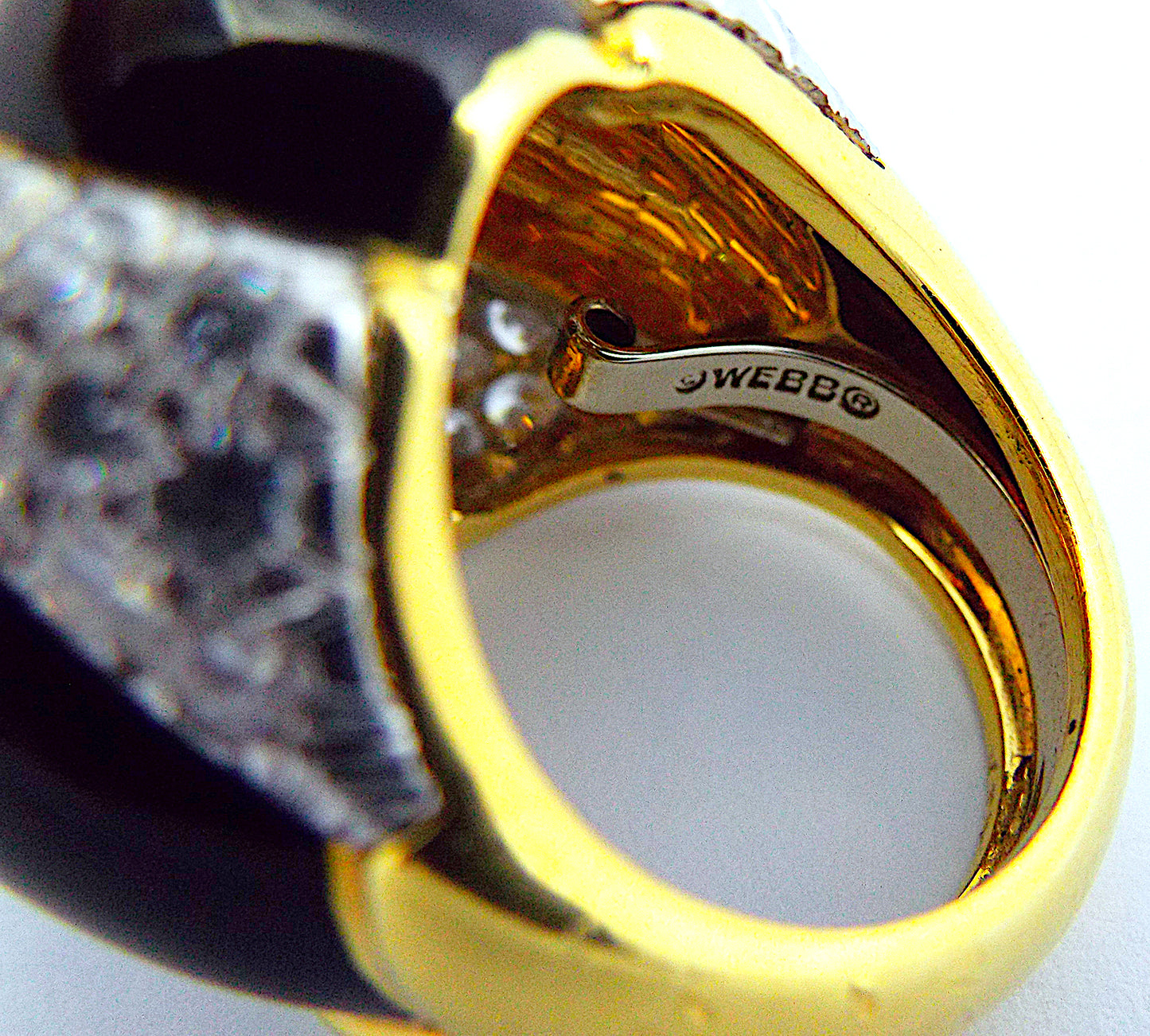 David Webb Diamond Enamel Gold Platinum Ring