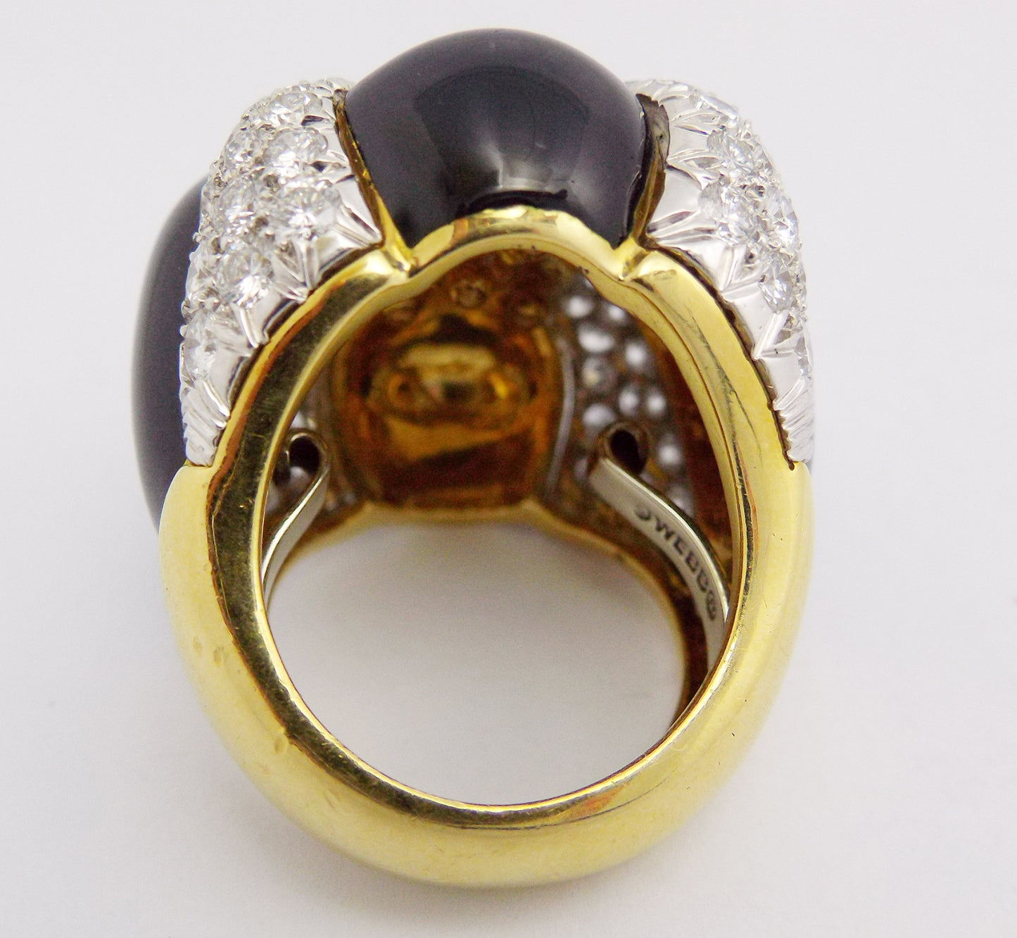 David Webb Diamond Enamel Gold Platinum Ring