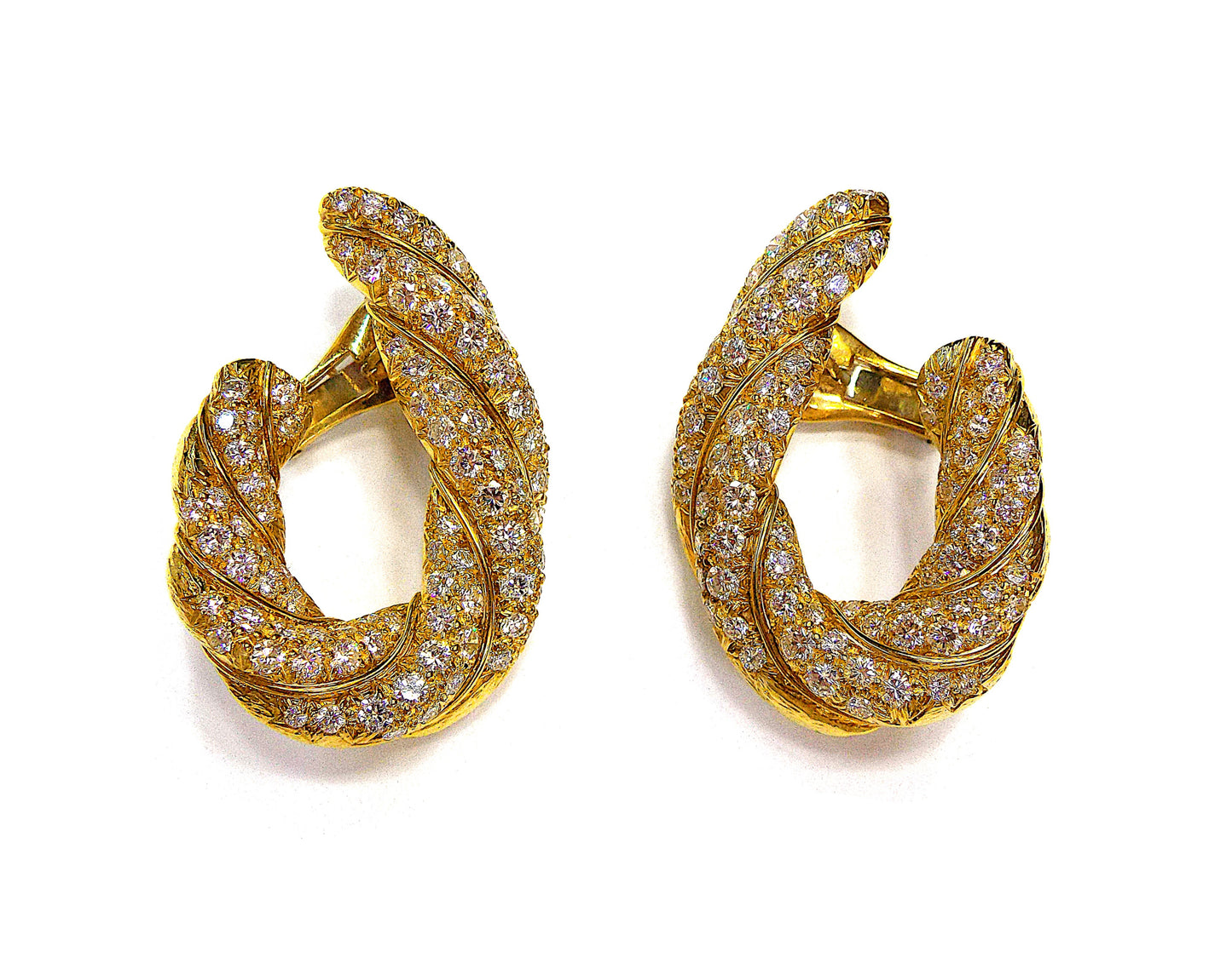 David Webb Gold and Diamond Hoop Earclips