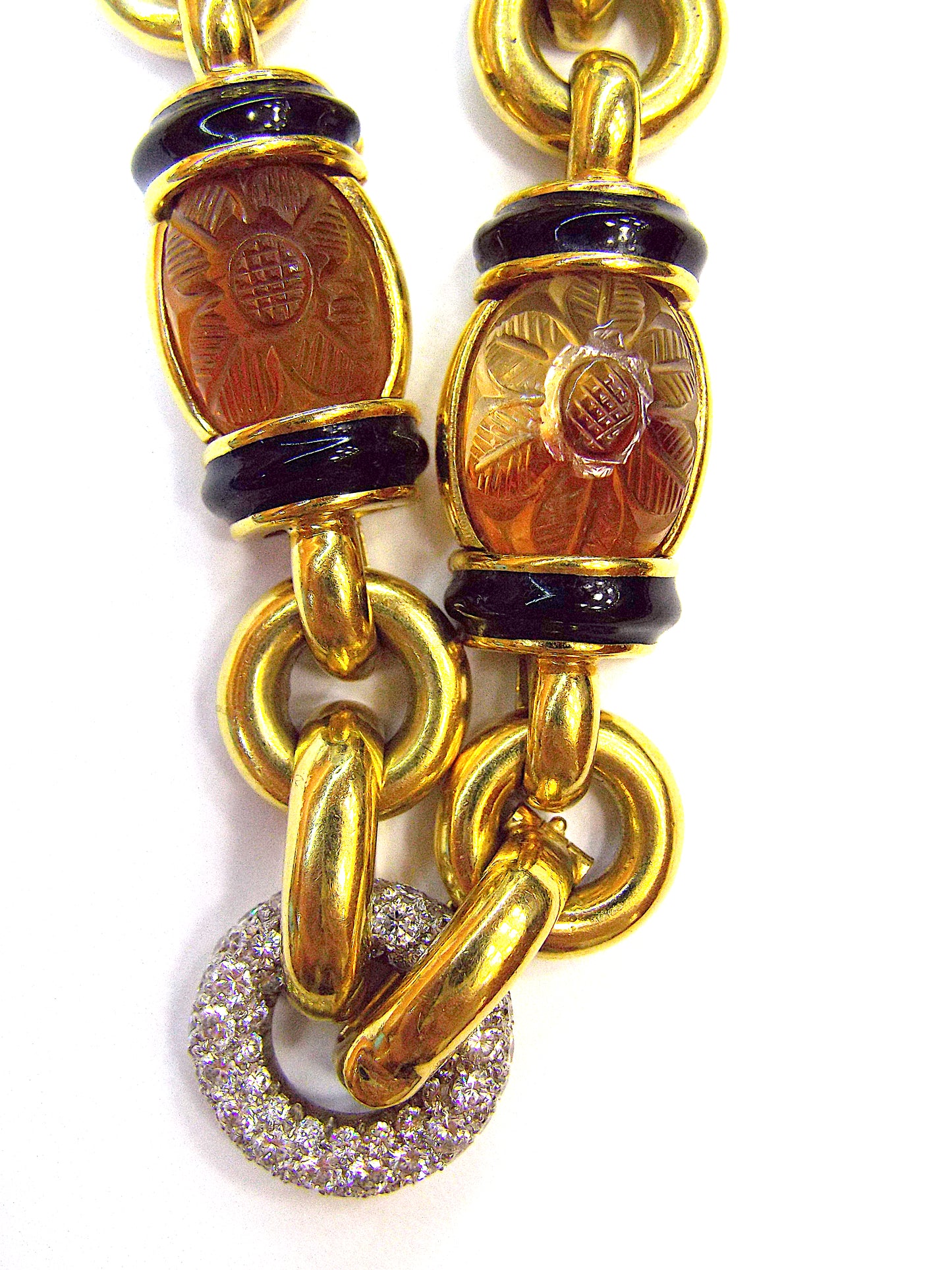 David Webb Gold Citrine Enamel Diamond Necklace