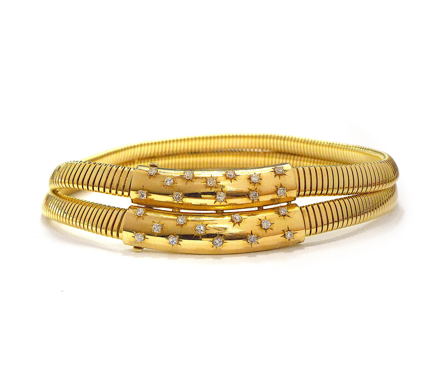 Van Cleef Retro Yellow Gold Tubogas Choker Necklace