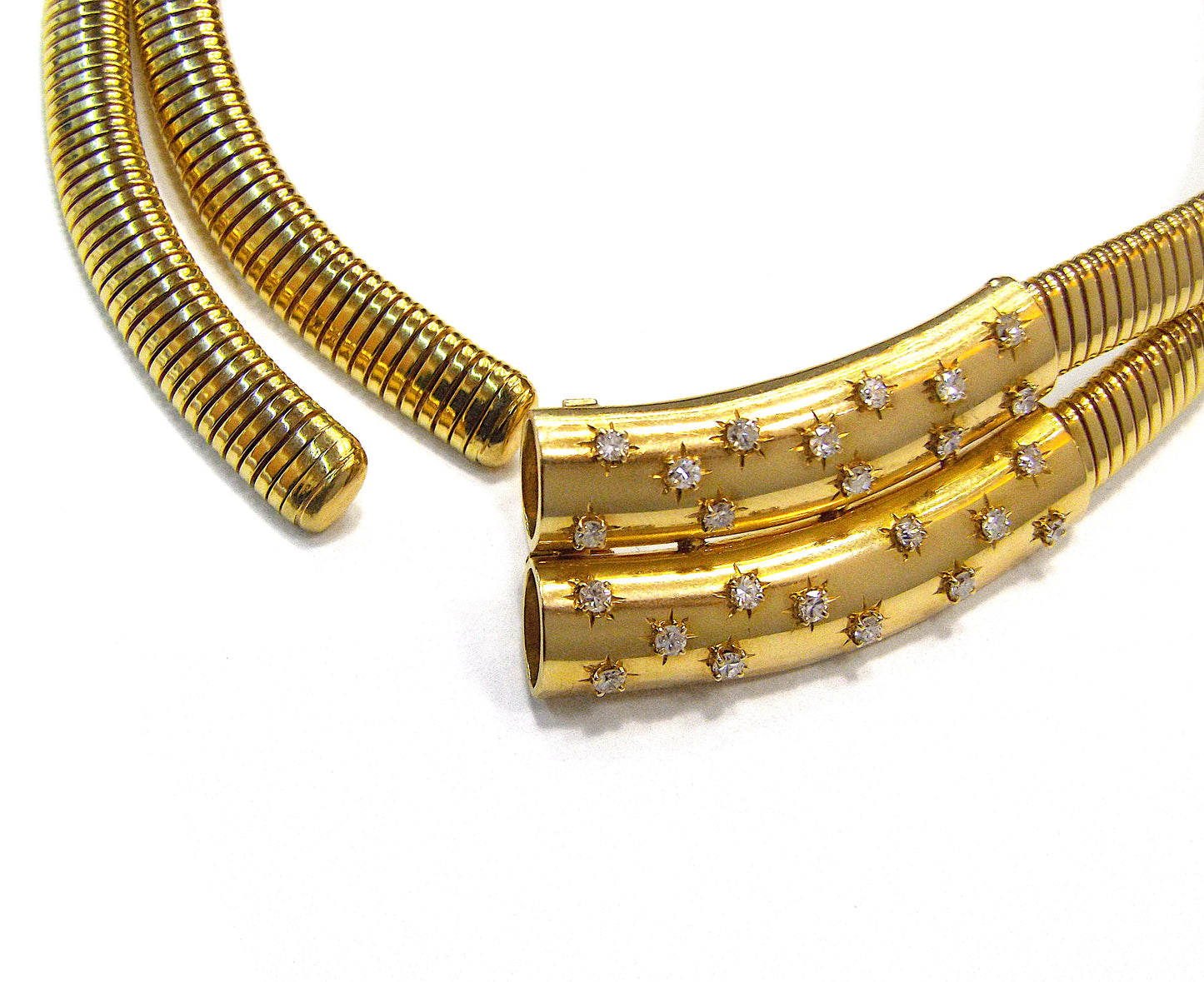 Van Cleef Retro Yellow Gold Tubogas Choker Necklace