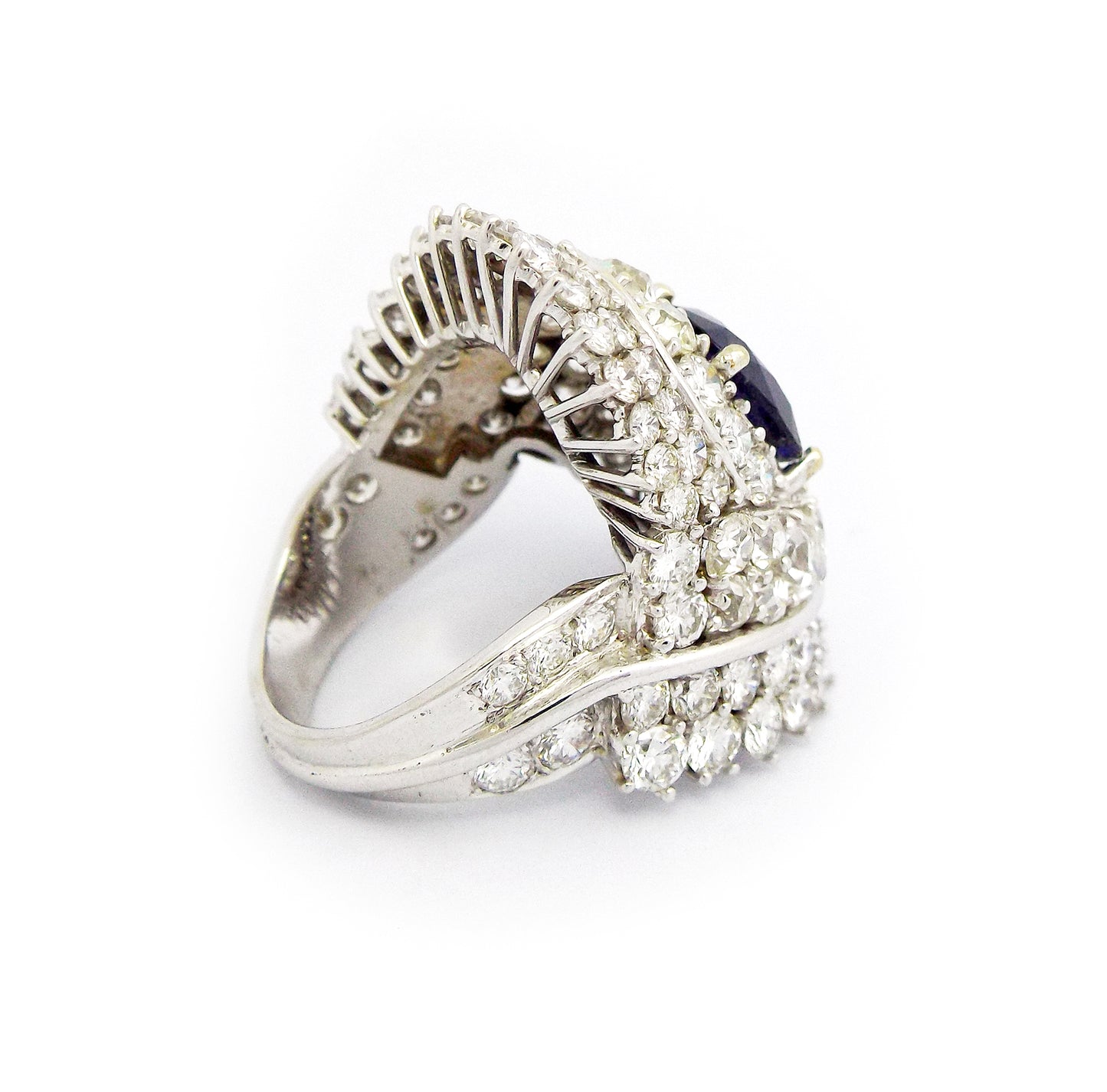 18K White Gold Sapphire Diamond Ring