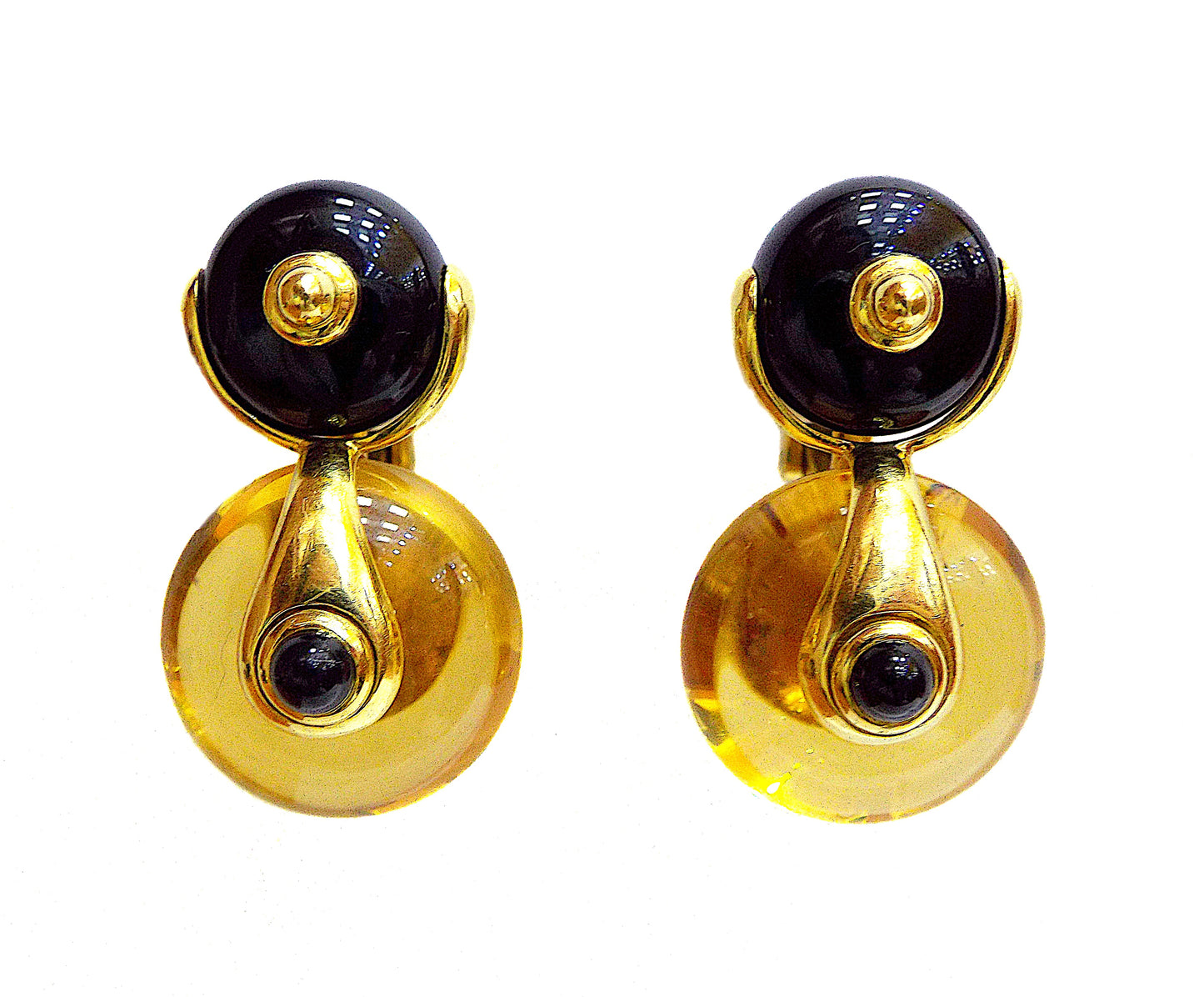 Marina B 'Cardan' Onyx Citrine And Gold Earclips