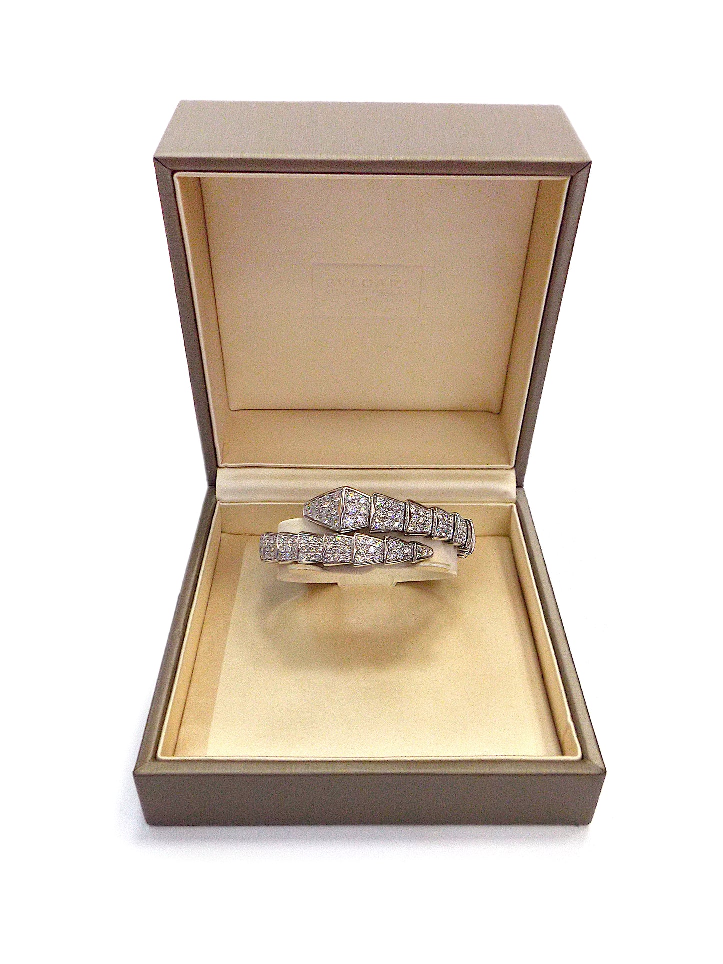 Bulgari Serpenti Viper One-Coil 18K White Gold Diamond Bracelet