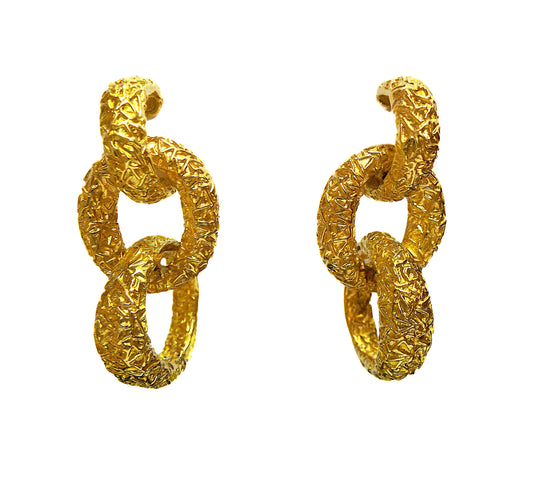 Van Cleef & Arpels Gold Triple Hoop Pendant Earclips