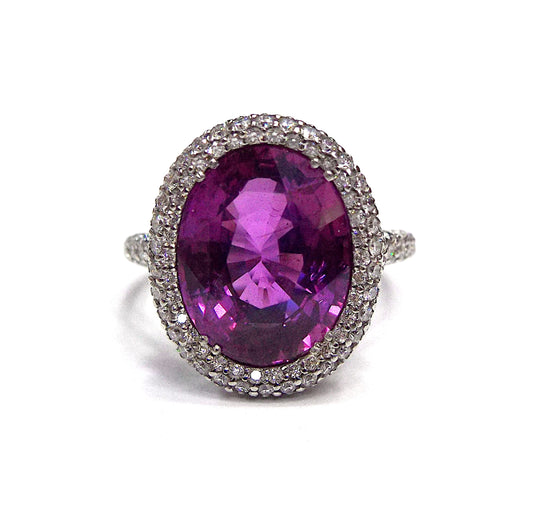 Pink Sapphire Diamond Ring GIA