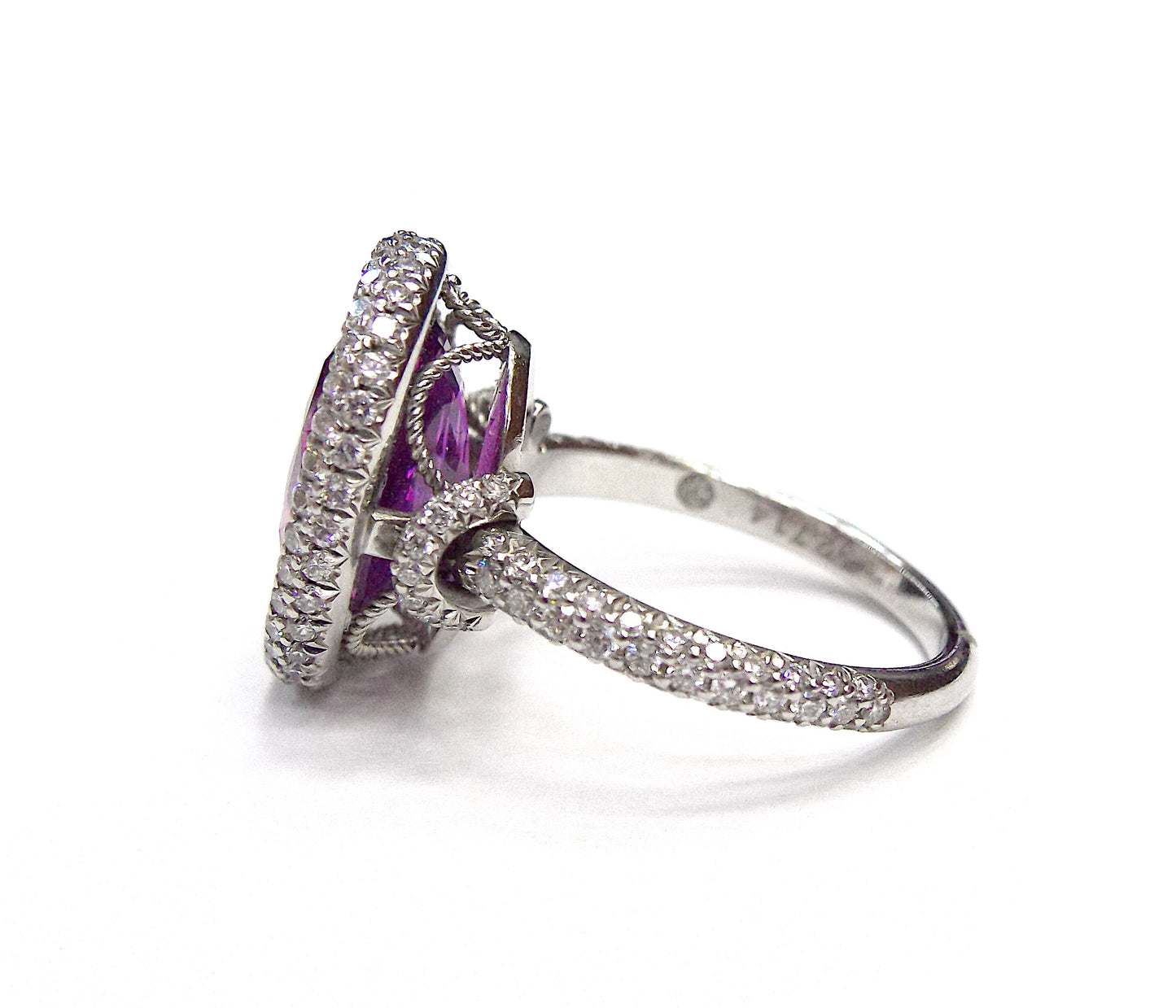 Pink Sapphire Diamond Ring GIA