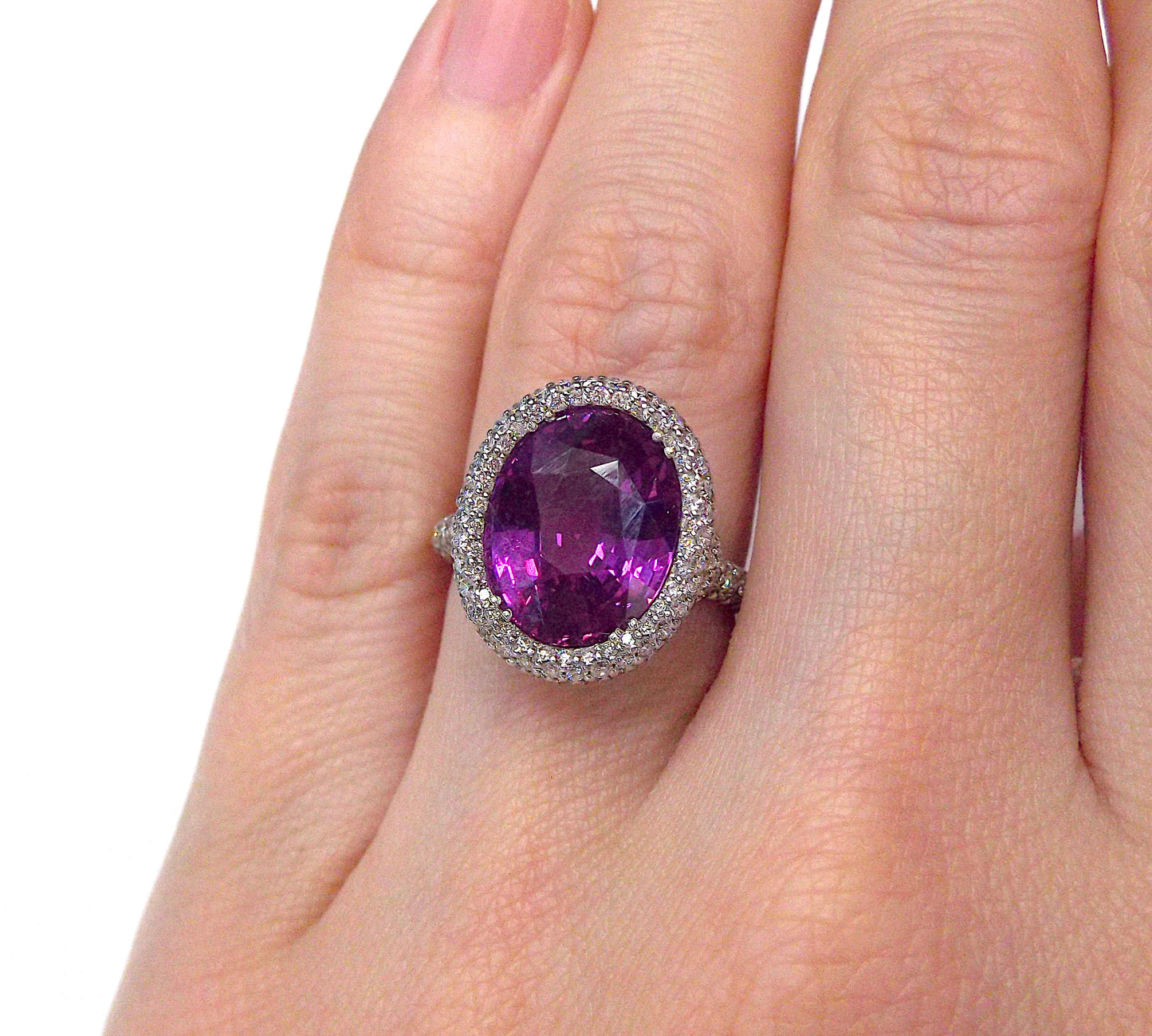 Pink Sapphire Diamond Ring GIA