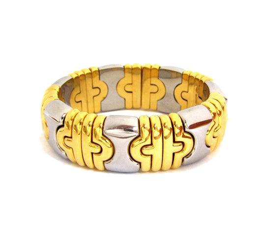 Bulgari Parentesi 18K Yellow Gold Steel Bangle Bracelet