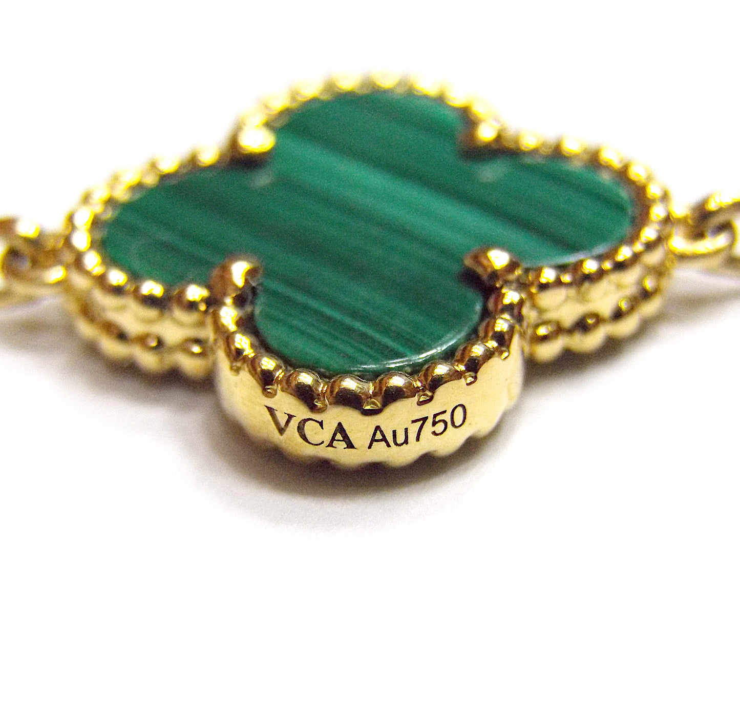 Van Cleef & Arpels Vintage Alhambra Gold Diamond Malachite Necklace, 20 Motifs