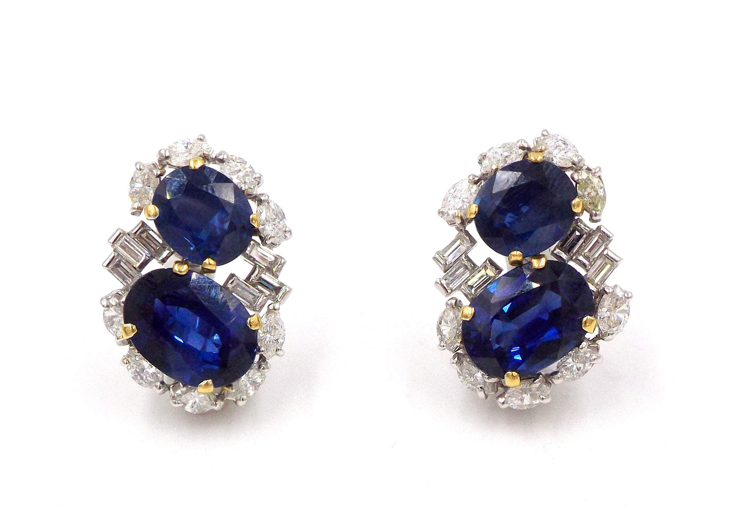 18K Gold Sapphire Diamond Earclips