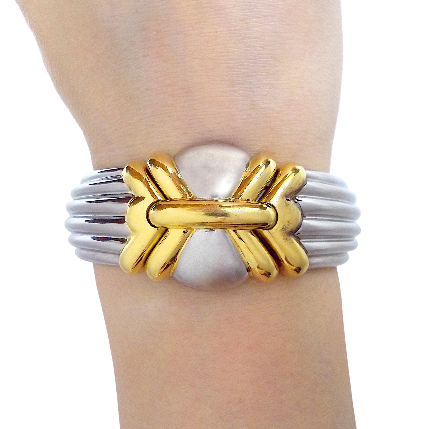 Bulgari Steel And Gold Bangle Bracelet