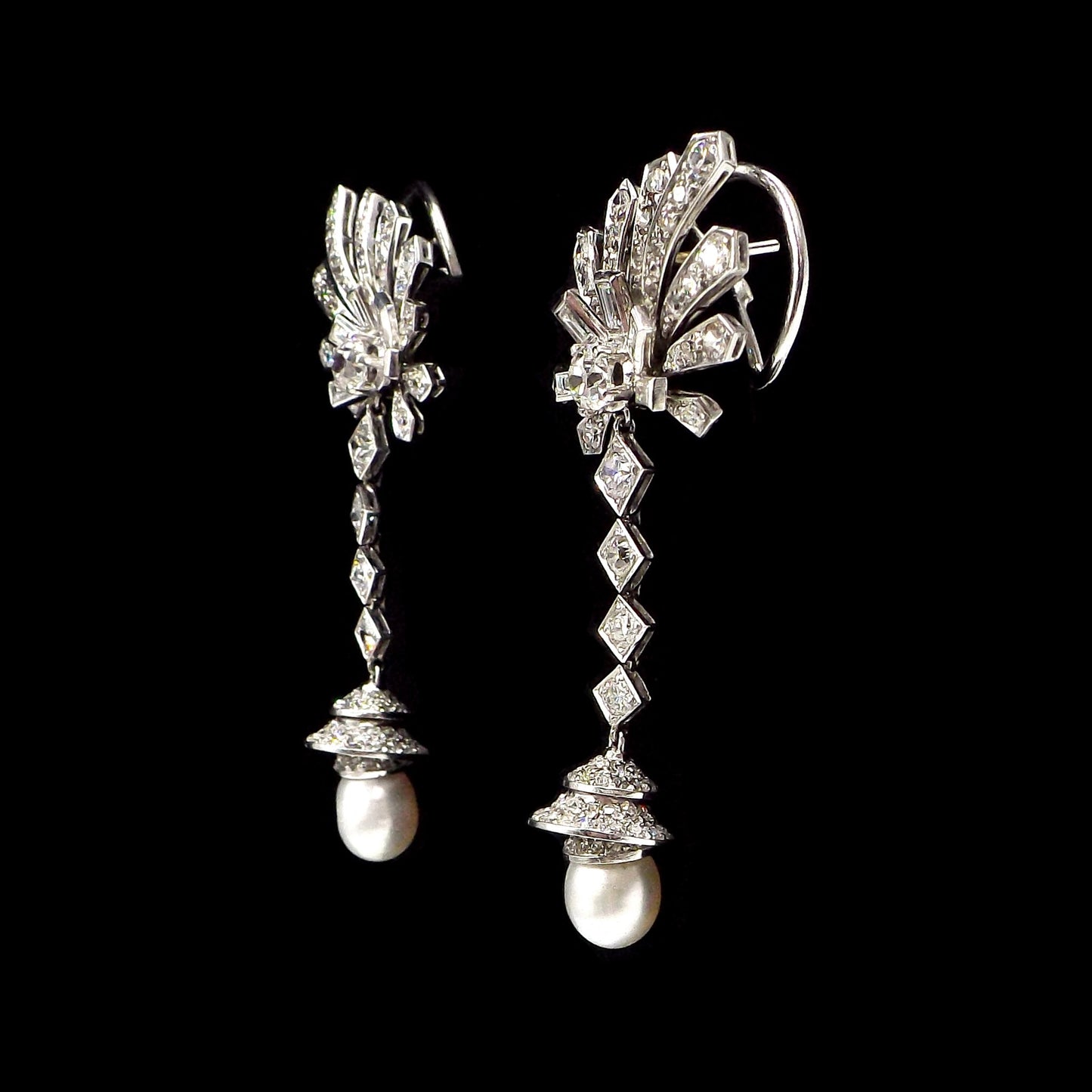 Natural Pearl Diamond Earrings