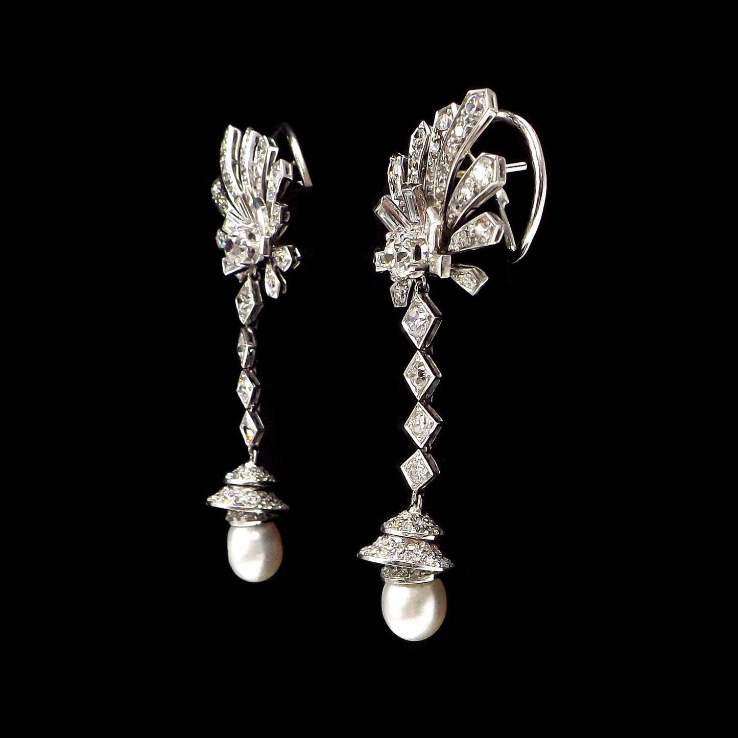 Natural Pearl Diamond Earrings