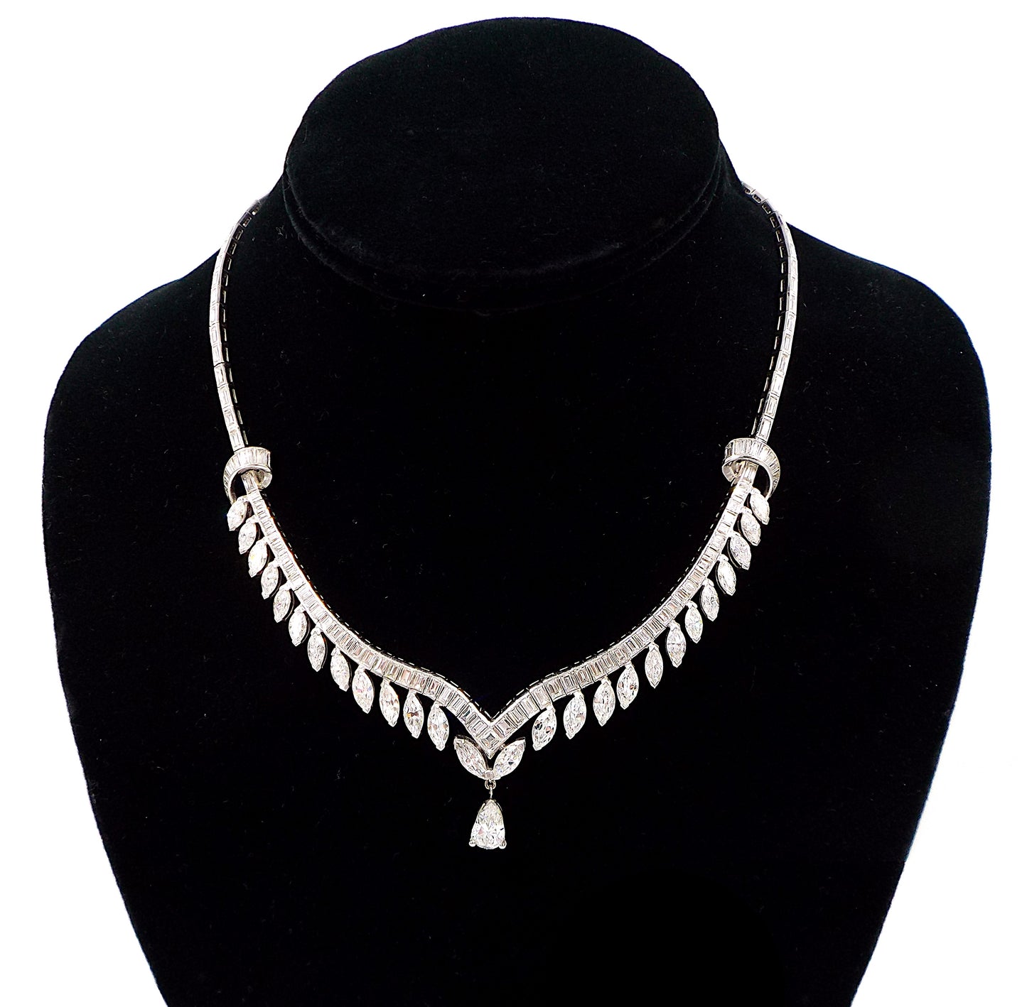 Platinum Diamond Necklace w/a GIA Certified Pear-Shape