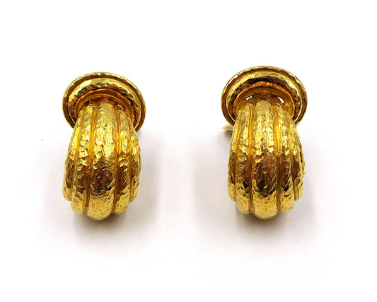 David Webb 18K Yellow Gold Doorknocker Earrings