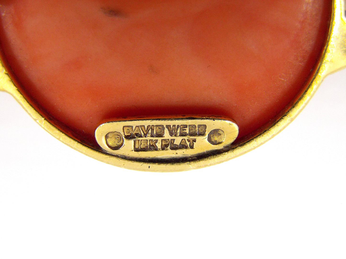 David Webb 18K Gold Carved Coral Onyx Diamond Necklace