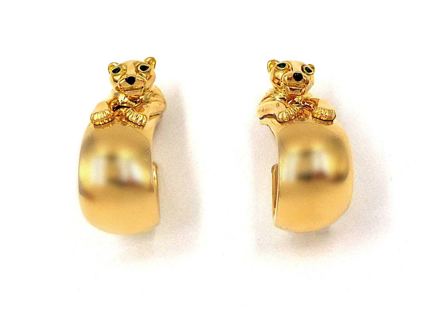 Cartier Panthere Emerald 18K Yellow Gold Hoop Earrings