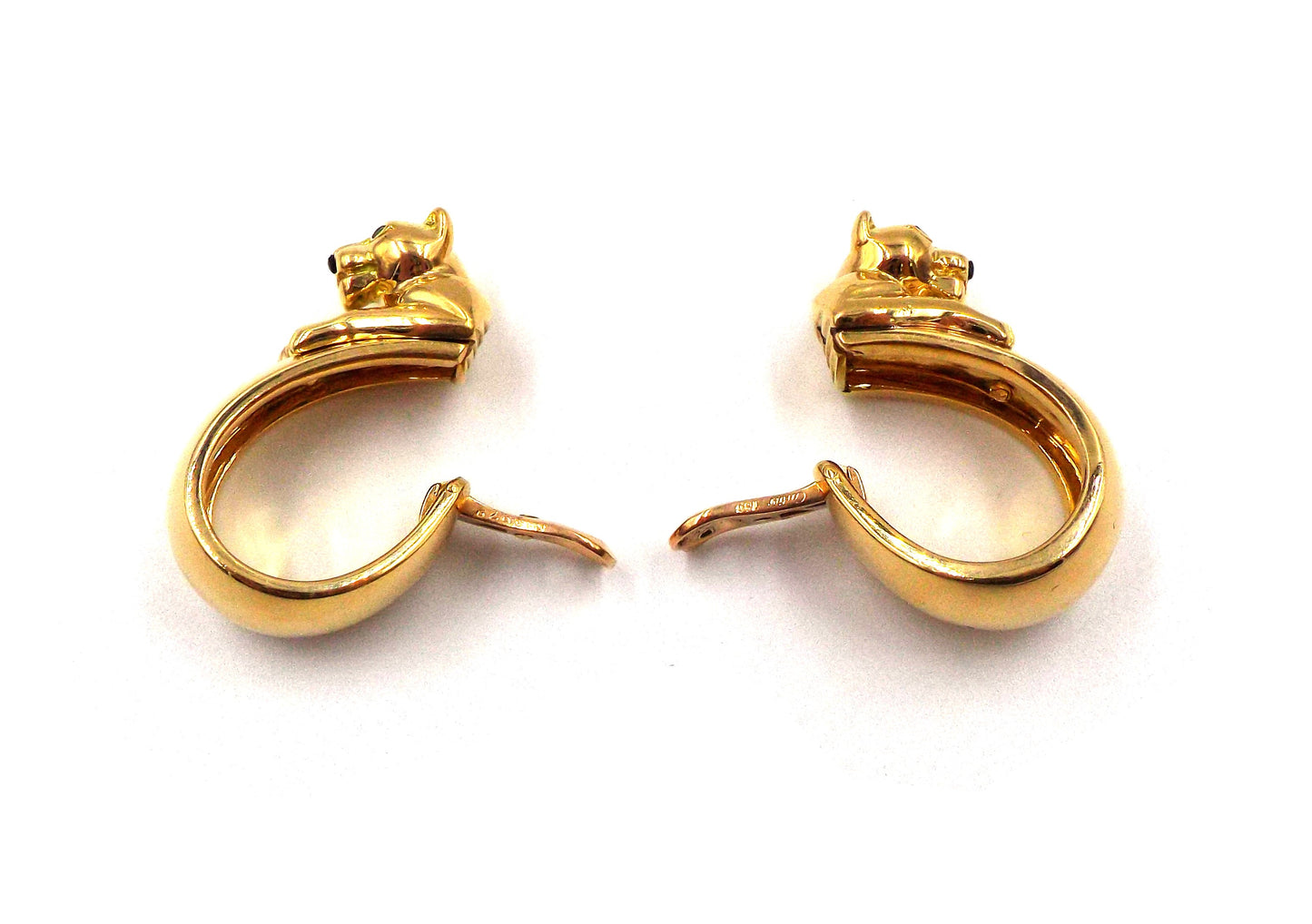 Cartier Panthere Emerald 18K Yellow Gold Hoop Earrings