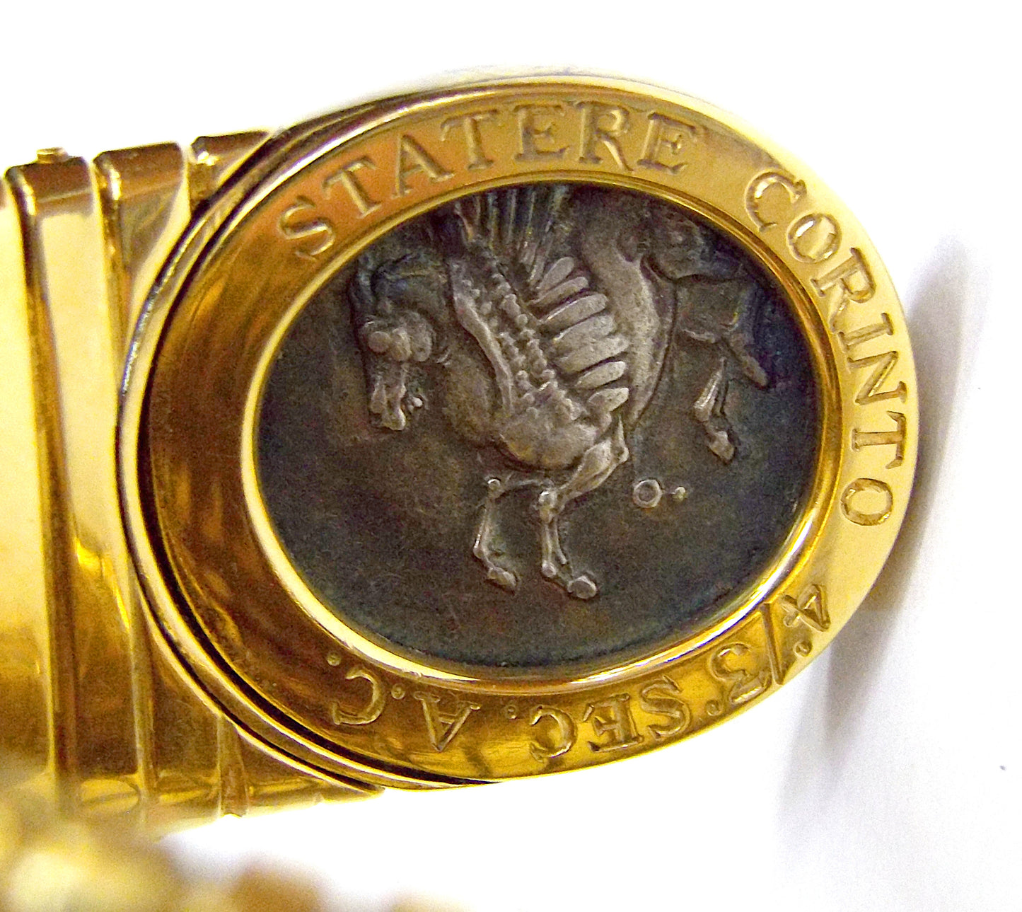 Bulgari 18K Yellow Gold Two Silver Coin 'Monete' Bracelet