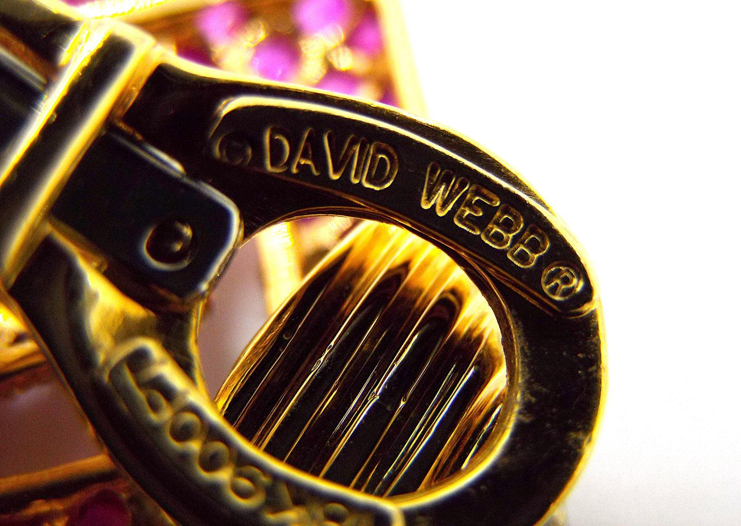 David Webb Diamond Ruby Rose Gold Platinum Earrings