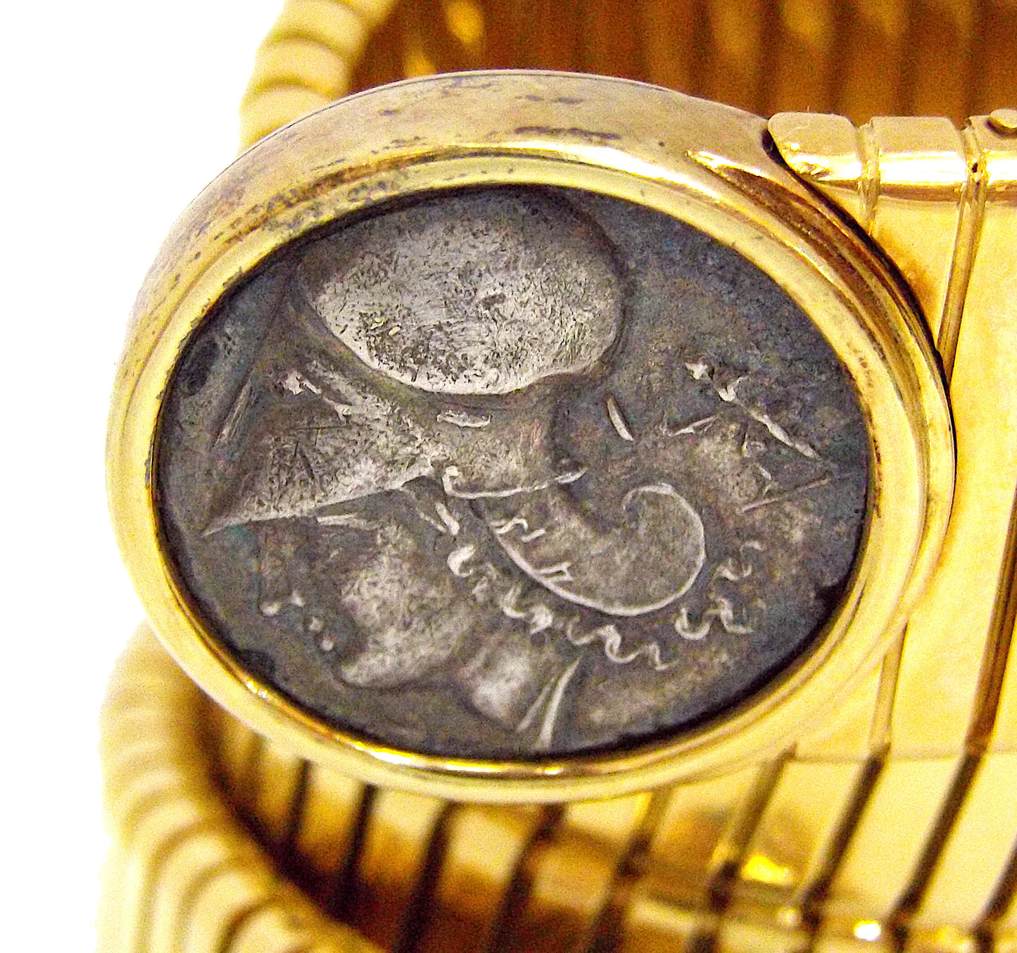 Bulgari 18K Yellow Gold Two Silver Coin 'Monete' Bracelet