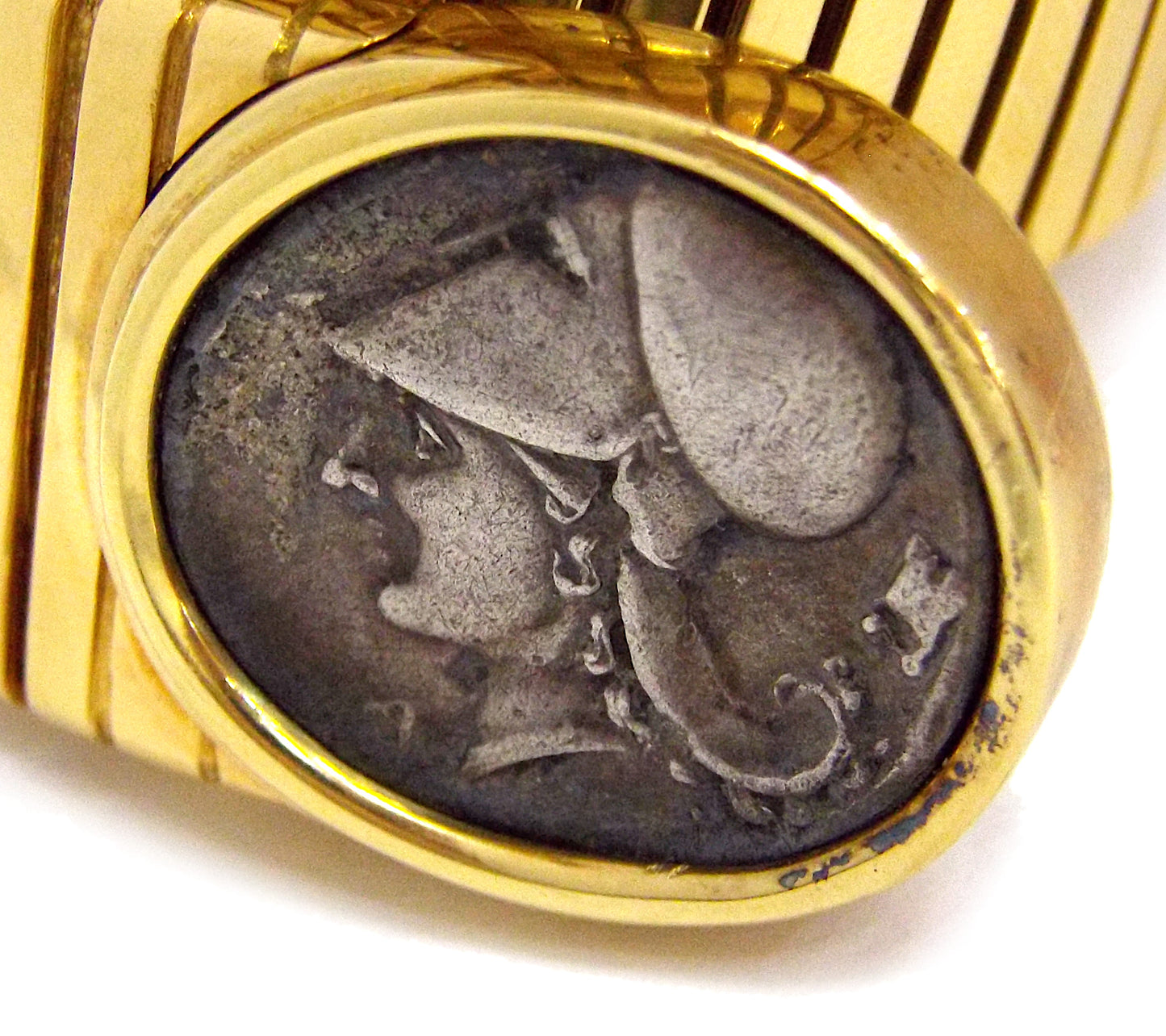 Bulgari 18K Yellow Gold Two Silver Coin 'Monete' Bracelet