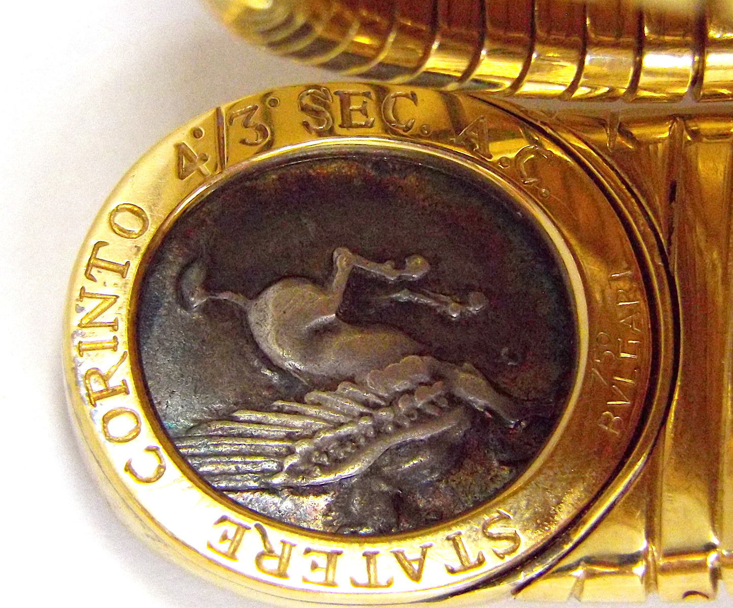 Bulgari 18K Yellow Gold Two Silver Coin 'Monete' Bracelet