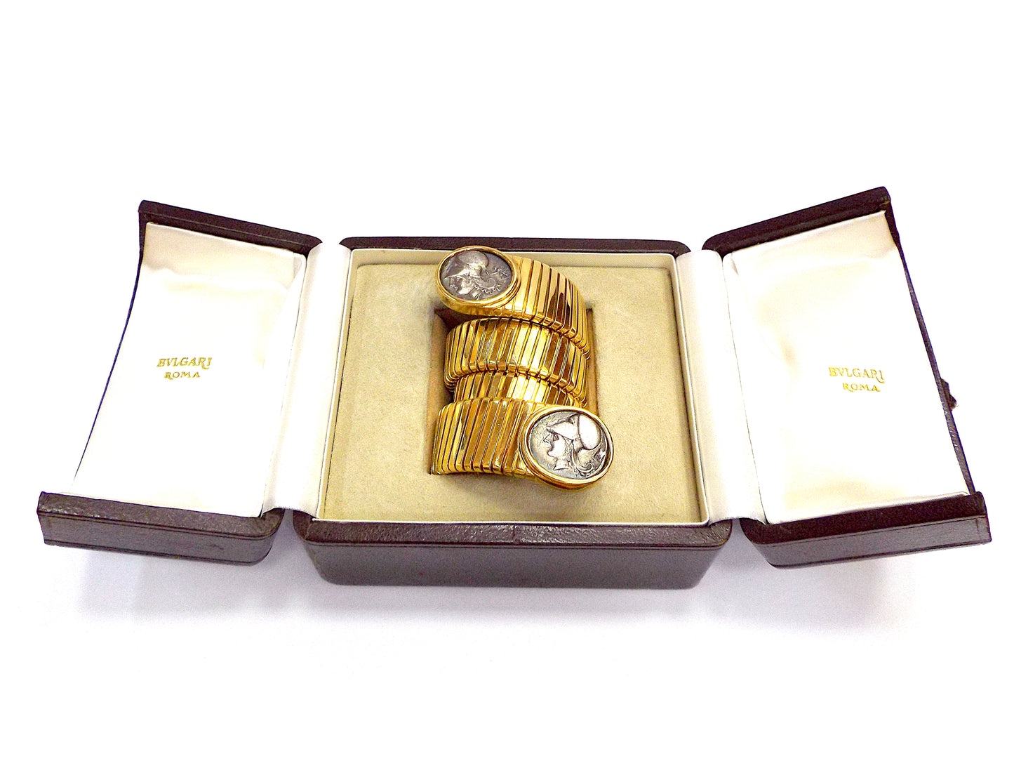 Bulgari 18K Yellow Gold Two Silver Coin 'Monete' Bracelet