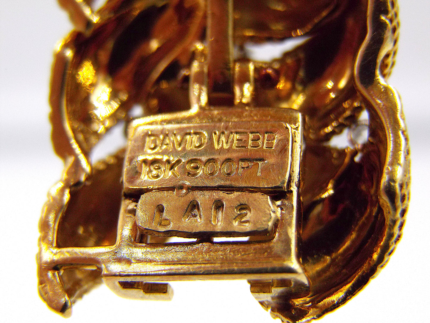 David Webb 18K Yellow Gold Platinum Diamond Wristwatch Bracelet