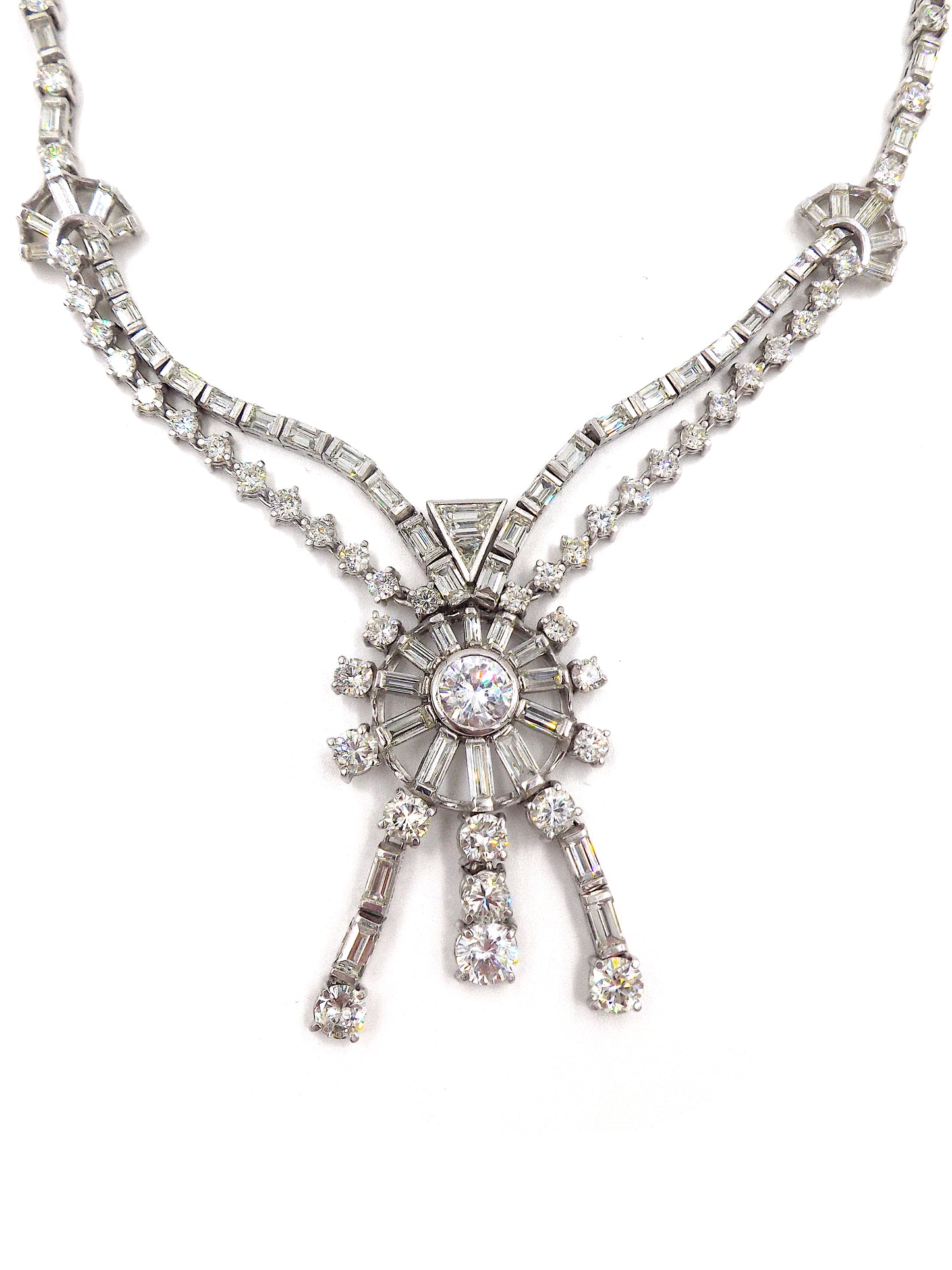 Platinum Diamond Necklace Circa 1950s
