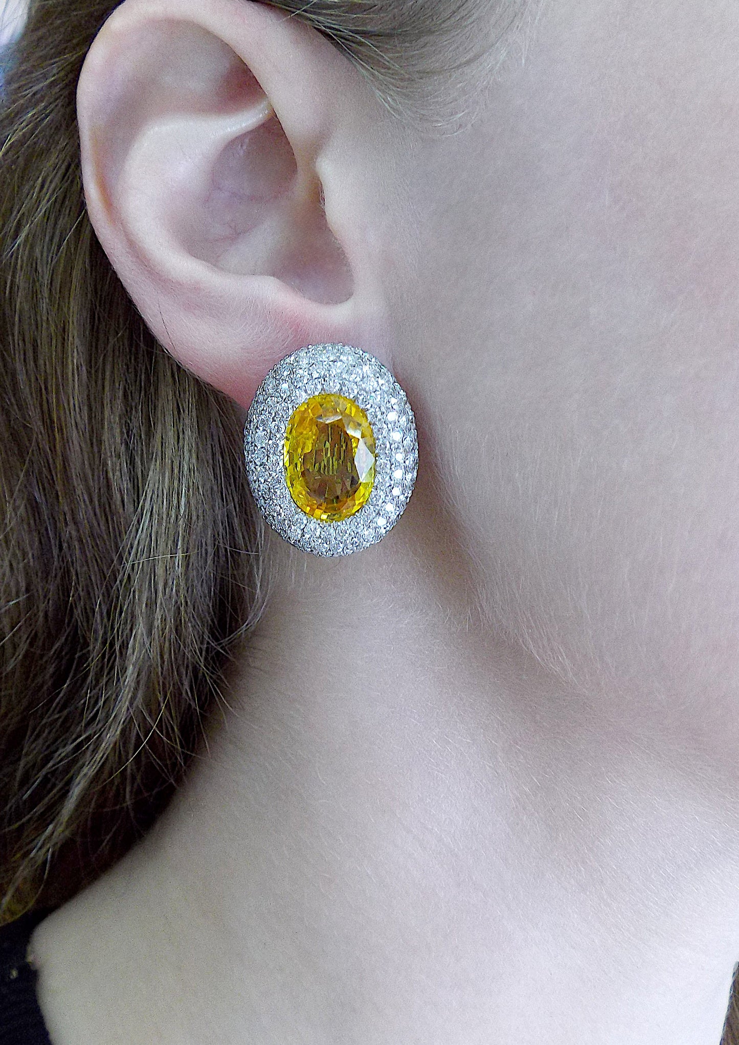 Michele Della Valle Yellow Sapphire Diamond Earclips